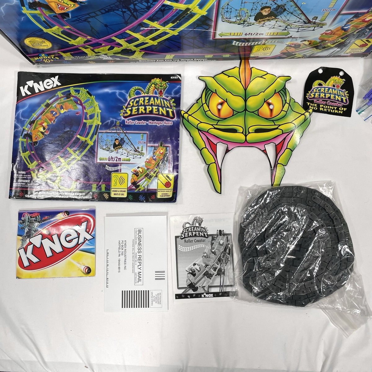 K'NEX Screamin' Serpent Roller Coaster Sorted & COMPLETE w/box