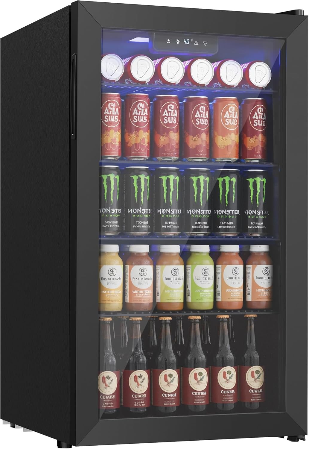 126 Can Mini Fridge with Glass Door for Wine,Soda Beer,Beverage Cooler