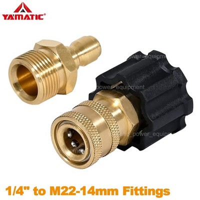 YAMATIC Pressure Washer 1/4'' Quick Connect Adapters - 1/4'' to M22-14mm Fittings