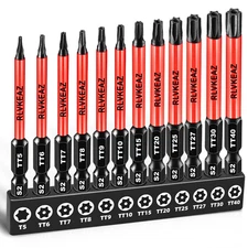 12-Piece Impact Security Torx Bit Set T5-T40, Magnetic High Torque Bits