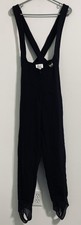 Nils Ski Bibs Women  s 12 R Black Cross Back Stirrup Pants Vintage Snow Bunny USA