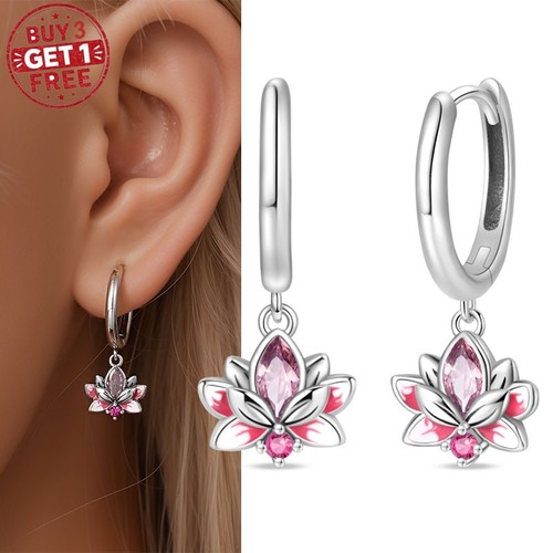 PANDACH 925 Sterling Silver Lotus Flower Drop Earrings For Women Jewelry Gifts