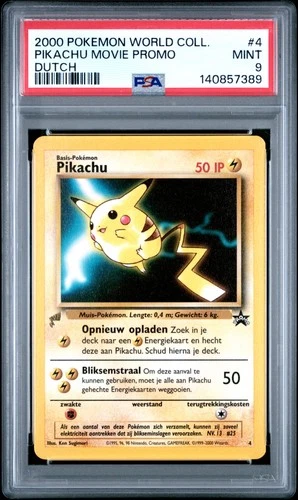 2000 POKEMON PIKACHU WORLD COLL DUTCH #4 PIKACHU MOVIE PROMO PSA 9