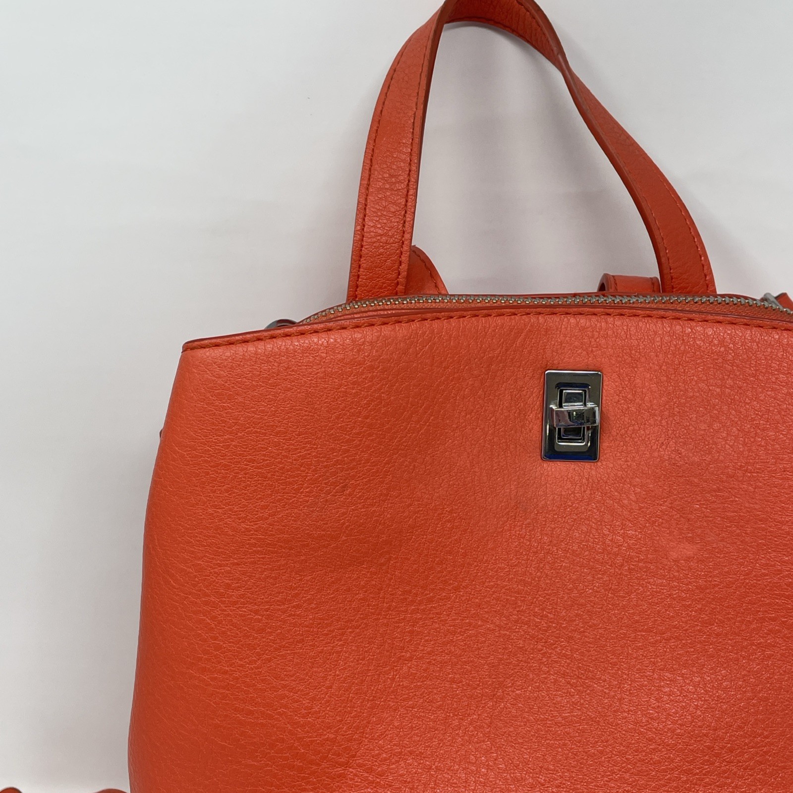 Desigual Orange Backpack Multi Position Faux Leat… - image 5