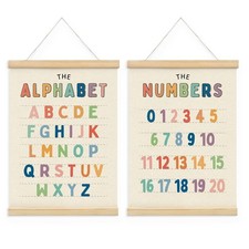 Alphabet Poster, Alphabet Numbers Poster Hanger Frame Set of 2, Classroom Edu...