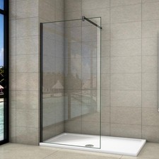 Chrome/Black/Grid Walk In Shower Enclosure Wet Room Screen Panel EasyClean Glass