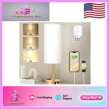 Modern Gold Touch Table Lamp - 3-Way Dimmable  Multiple Charging Options