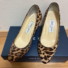 JIMMY CHOO Leopard Print Haircalf Pumps Size: 5 High Heel VG ship From JAPAN