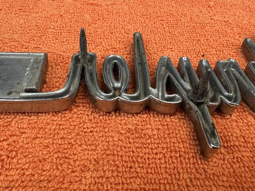 Vintage 1963 CHRYSLER Script Emblem ORNAMENT Chrome AUTO Car OLD Part ...
