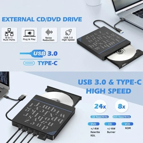 Plugs and Play External DVDs Drive USB Type C Interfaces 7 in 1 USB Hubs