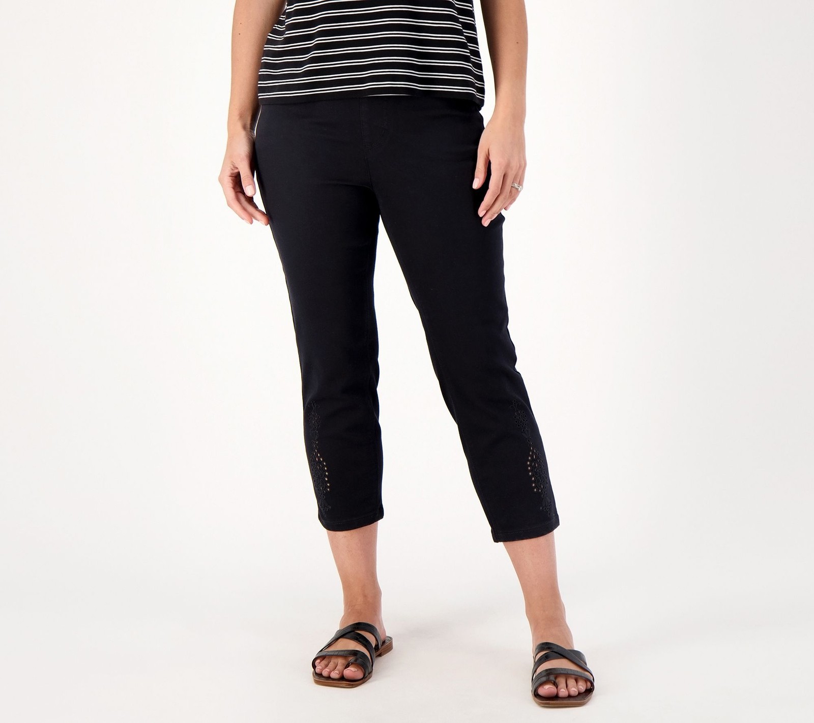 Isaac Mizrahi Live! Women's Petite Pants 14P True Denim Crop Jeans Black A607237