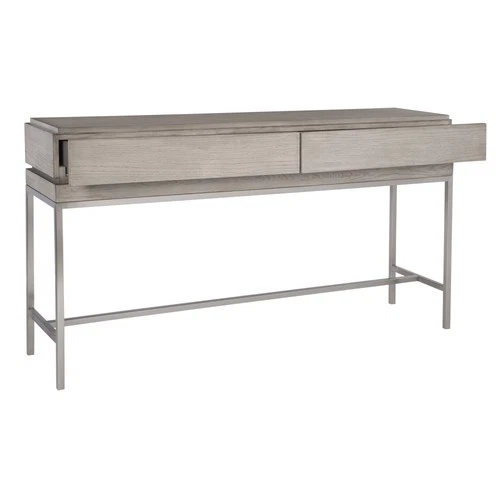 Uttermost 25373 Kamala 54"L Oak Veneer Top Stainless Steel - Light Mushroom Gray - Picture 6 of 7