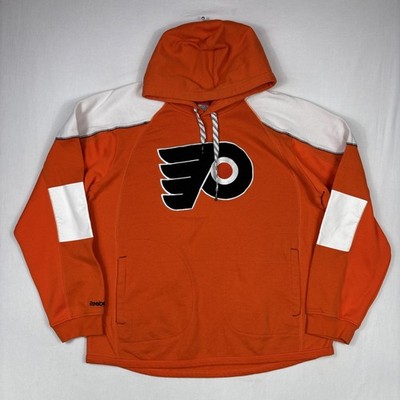 Philadelphia Flyers Reebok Hoodie Men's XL Orange Face Off NHL Pullover Stretch
