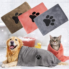Super Absorbent Microfiber Pet Bath Towel Quick Dry Dog Cat Grooming Cloth UK