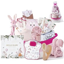 22-Pcs Baby Girl Gift Basket Set, Pink 0-12M Newborn Premium Baby Shower Gift