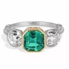 Vintage Style 3.CT Emerald Lab Created Diamond Bezel Three Stone Ring 925 Silver