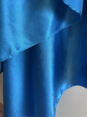 Vintage Made in USA Cache Blue Satin Asymmetrical Ruffle Dress | eBay