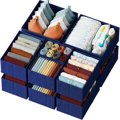 Drawer Organizer Set of 12 - Navy Dresser Organizer for Nursery, Bedroom & Cl...
