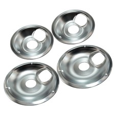 Chrome Electric Stove Drip Pans, 4-Pack 6" & 8" Replacement Bowls