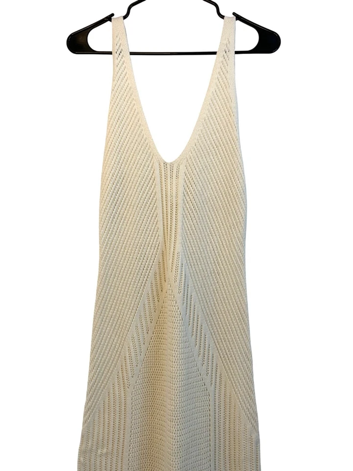 Maxi Vestido H&M Crochet Natación Encubrimiento Cuello en V Tanque Crema L RR10485 GUC Transparente Usado en Excelente Condición Foto 4 de 4