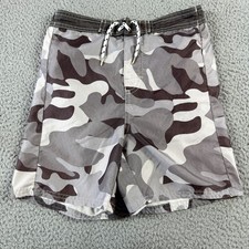 Oshkosh B'gosh Boys Mesh Lining Swim Trunks Drawstring Gray Camouflage Size 8