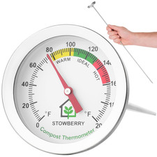 Compost Thermometer 20 Inch – Stainless Steel Soil Temperature Gauge with 2 Inch
