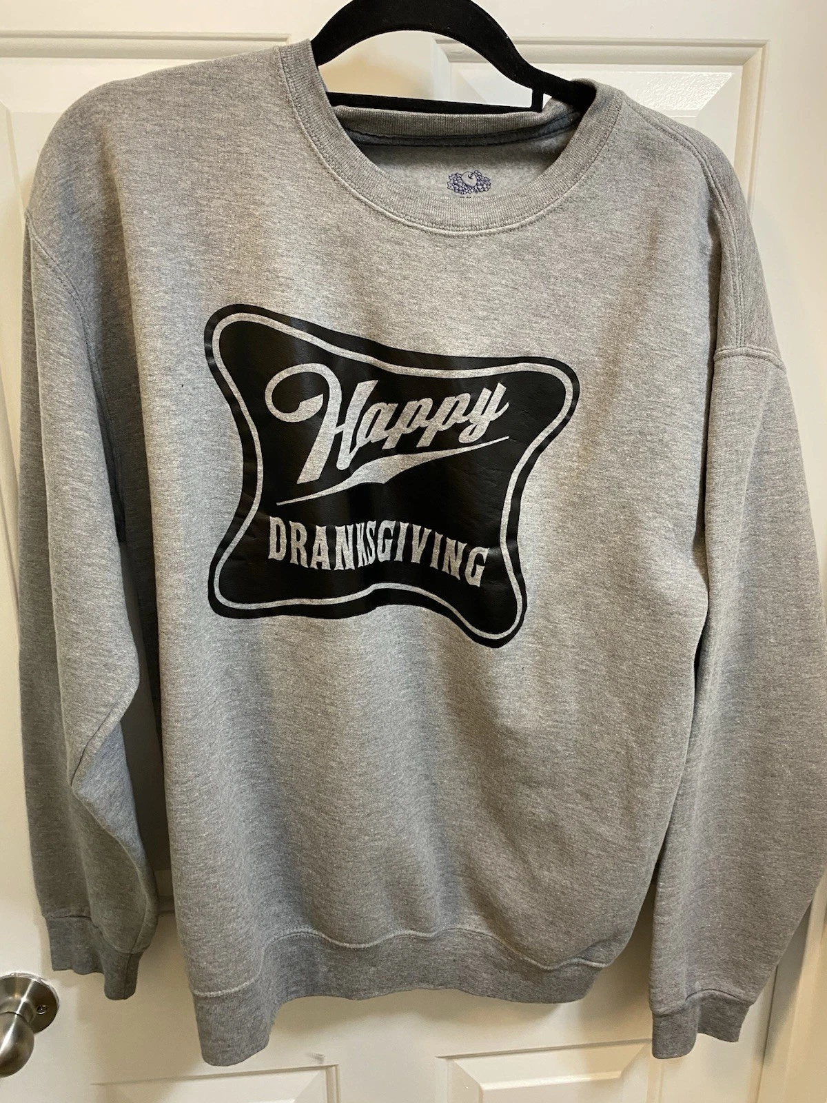 Happy Dranksgiving Grey Crewneck Hoodie Men’s Large