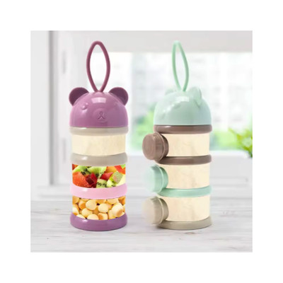 4-Layer Portable Toddler Snack Container & Milk Powder Dispenser, Side Opening