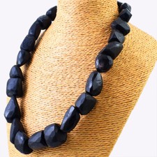 Untreated 1250.00 Cts Natural Black Spinel Faceted Beads Necklace NK 01E125