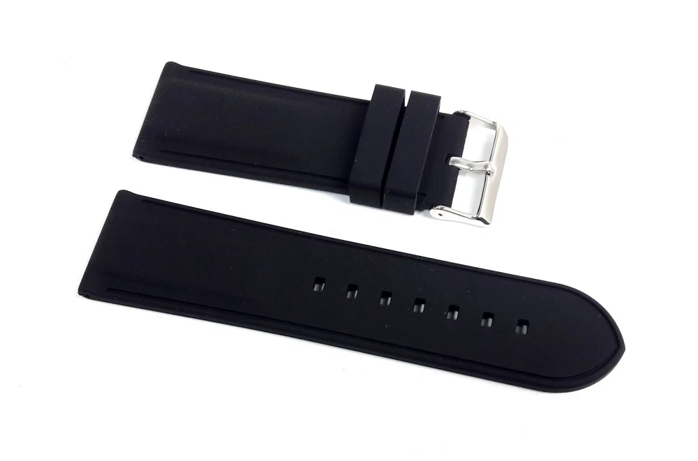 Cinturino orologio in silicone nero 26mm gomma compatibile