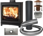 Large FlickrFLAME 5Kw Woodburner Wood Burning Stove & 10m Liner Install Kit