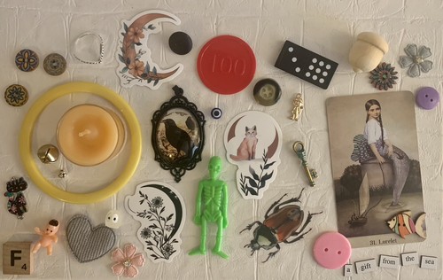 Glass Crow Pendant PartyLite Tea Light Oddities Junk Drawer Wicca Art Lot