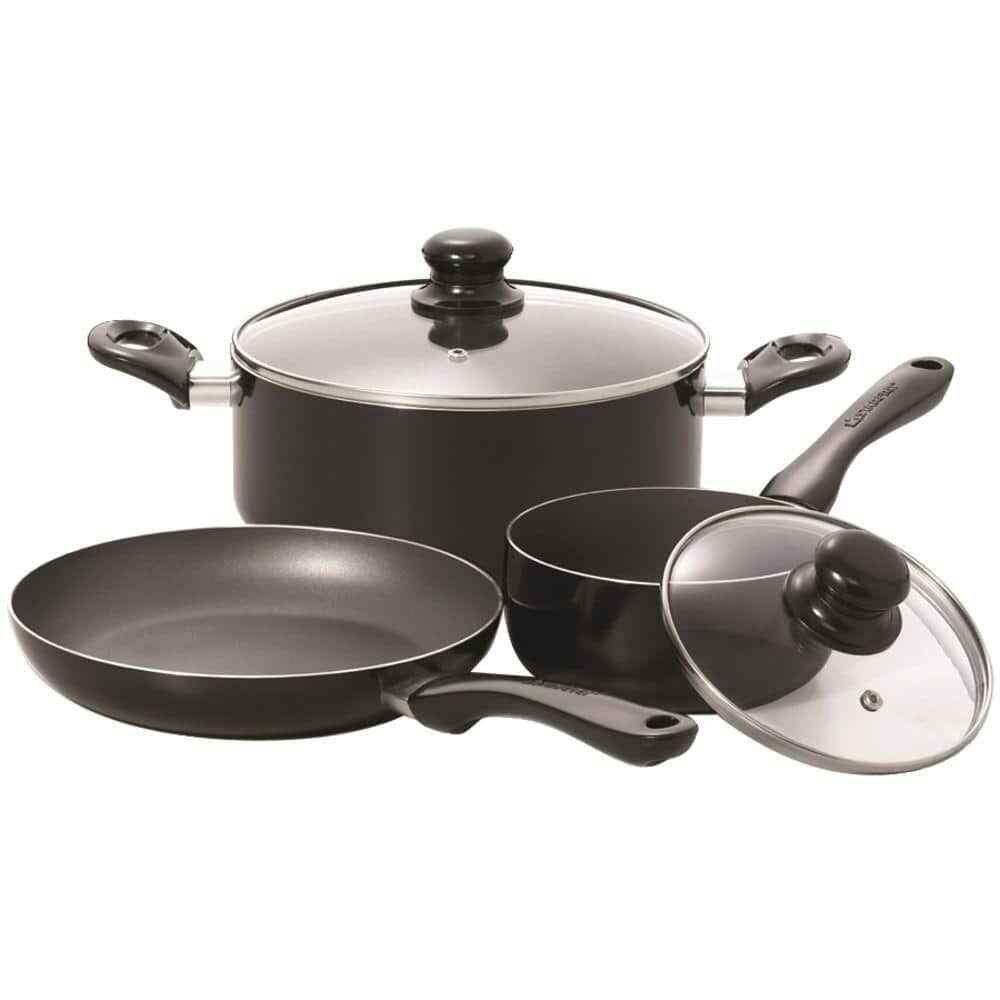 Simplicity 5-Piece Aluminum Nonstick Cookware Set in Black