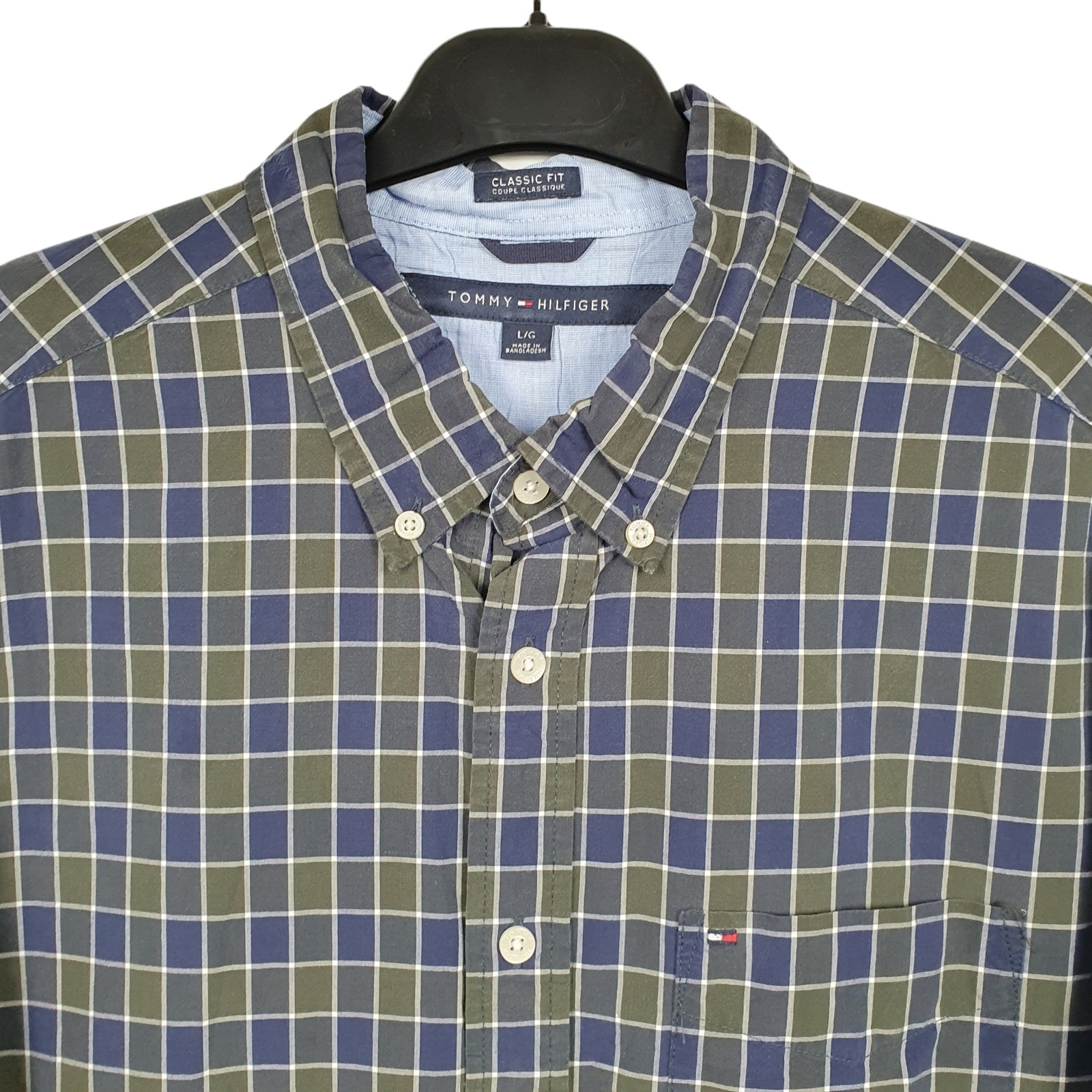 TOMMY HILFIGER Green Check Shirt Long Sleeve Casual Mens M image 2