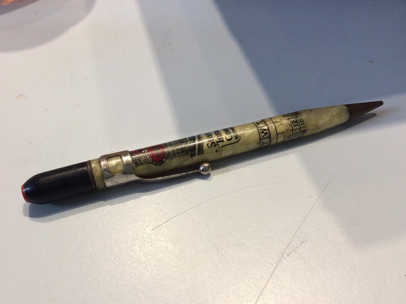 Vintage Reynolds State Farm advertising perpetual calendar pearlized pencil 