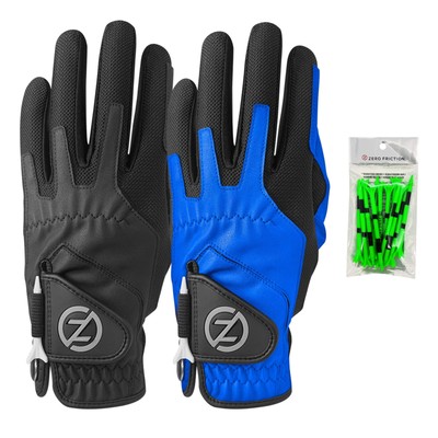 Zero Friction Male Men's Compression-Fit Synthetic Golf Glove 2 Pack Universa...