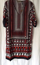 NEW LADIES ROLL UP 3/4 SLEEVE BOHO ETHNIC TUNIC WITH TIE CHOKER *SUMMER SALE*