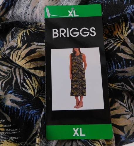 Briggs Women's Extra Large Dress Sleeveless Black Floral Mid-Length Linen Blend - Picture 5 of 5