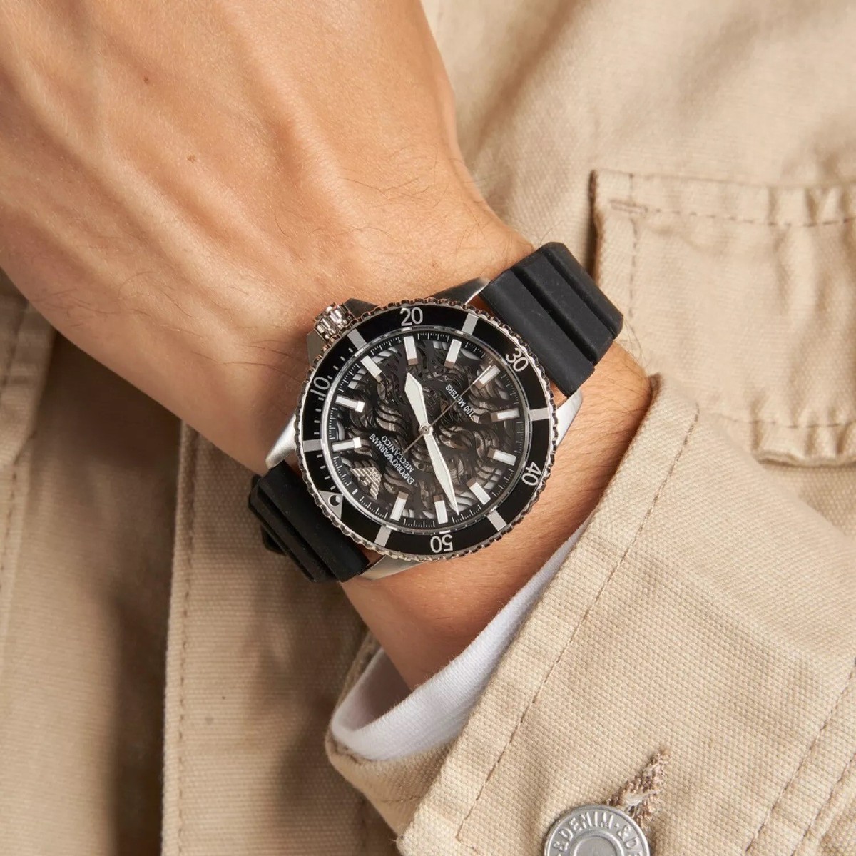 【ミラノ購入】EMPORIO ARMANI ラムレザー2010 アーカイブ Emporio Armani Leather Automatic Mens Watch AR60012 - Walmart.com