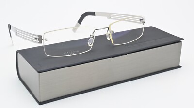 LINDBERG Brille 2052 140 P10 Spirit Titanium Randlos Glanz Silber Rechteckig 
