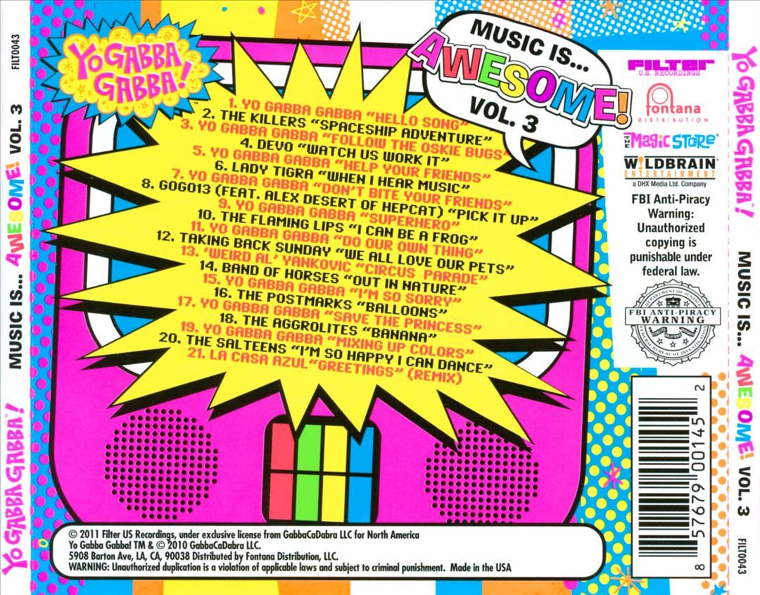 YO GABBA GABBA! MUSIC IS... AWESOME! VOL. 3 NEW CD