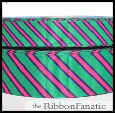 3yds 5/8" or 7/8" or 1.5" Navy Pink Kelly Green Preppy Striped Grosgrain Ribbon