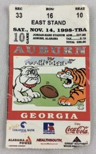 CFB 1998 11/14 Georgia at Auburn Football Ticket-Quincy Carter, Jasper Sanks