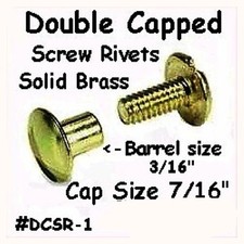 12 3/8" Long Barrow Length BRASS Screw TOGETHER Double Capped Rivet Leather