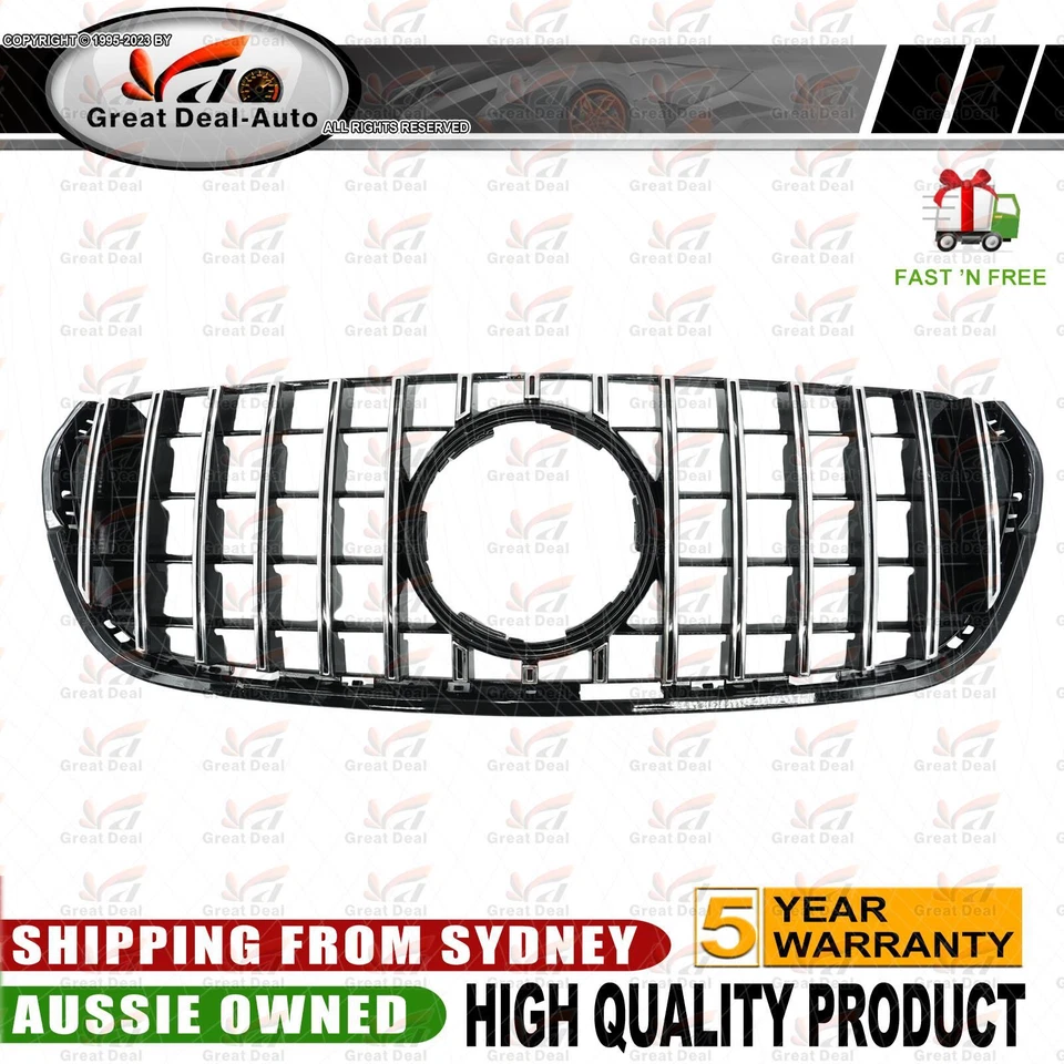 For Mercedes X-Class X CLass 470 Chrome Black GT AMG Style Front Grille - image 2 of 4