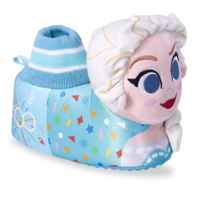 Disney Frozen Elsa Toddler Girls Slip-on 3D Design Sock-Top Slippers: 7-8 