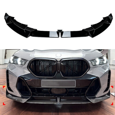 Schwarz Frontstoßstangen-Spoilerlippen-Kit Für 2023 2024 BMW X6 G06 LCI M Sport