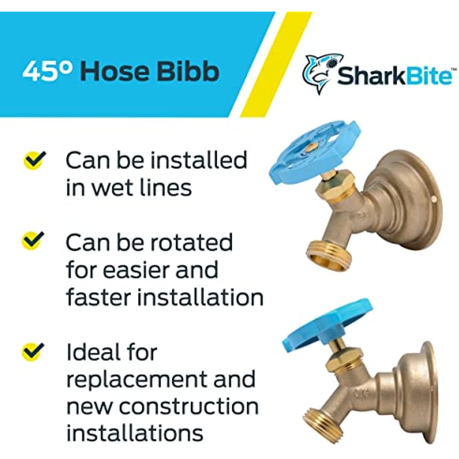 SharkBite 3/4 x 3/4 Inch MHT 45 Degree Hose Bibb, Multi Turn, Push To Connect eBay