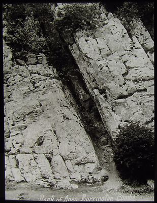 Glas magische Laterne Dia ROCK OF AGE BURRINGTON COMBE UM 1910 FOTO ENGLAND 