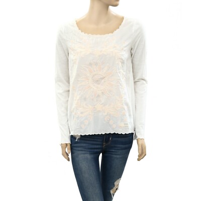 Odd Molly Anthropologie Floral Embroidered Blouse Top Ivory Cotton S1 NEW 225113
